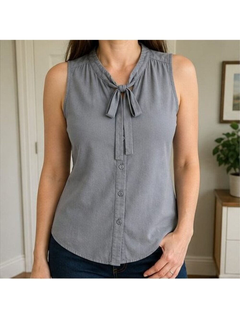 Gray Puff Sleeve Top